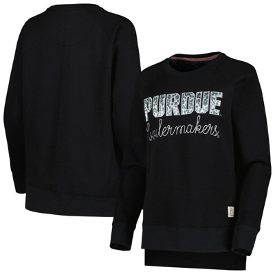 Pressbox Black Purdue Boilermakers Steamboat Animal Print Raglan Pullover Sweatshirt