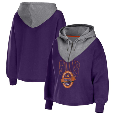 Wear By Erin Andrews Purple Phoenix Suns Pieced Quarter-zip Hoodie Jacket