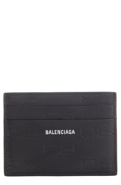 Balenciaga Tire Tread Embossed Leather Card Holder In Black