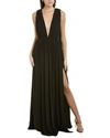 Halston Ashley Deep V-neck Cape Gown In Black