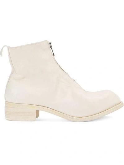 Guidi Horse Leather Front Zip Boots In Bianco