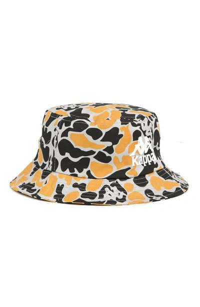 Kappa Authentic Phuket Cotton Bucket Hat In Black-grey-orange-white