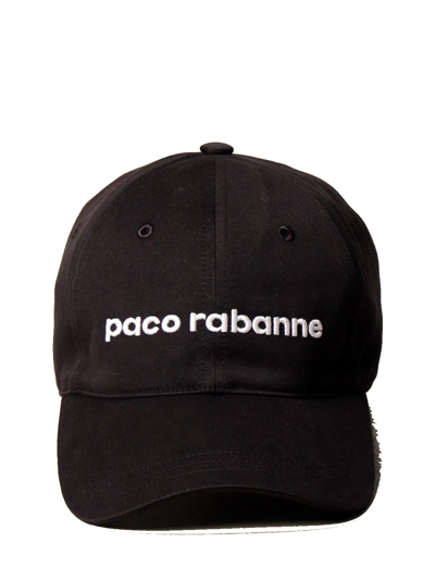 Paco Rabanne Black Tex Logo Cap In Nero