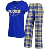 CONCEPTS SPORT CONCEPTS SPORT BLUE/GOLD ST. LOUIS BLUES BADGE T-SHIRT & PANTS SLEEP SET