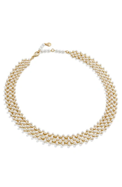 Baublebar Coco Crystal & Imitation Pearl Collar Necklace In Gold Tone, 17-20