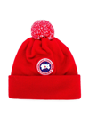 Canada Goose Logo Patch Knitted Hat In Red