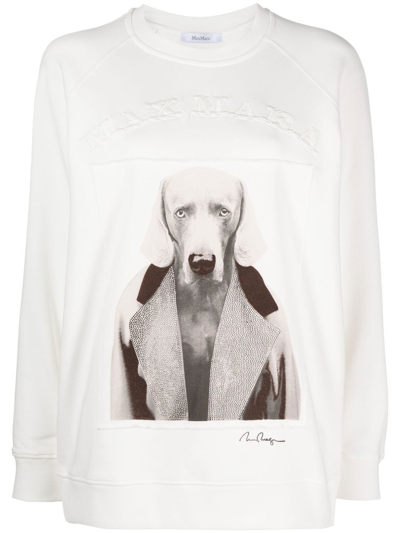 Max Mara Alcide Graphic-print Cotton-jersey Sweatshirt In White