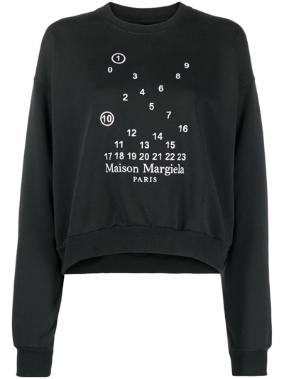 Maison Margiela Cotton Crew-neck Sweatshirt With Logo In Black
