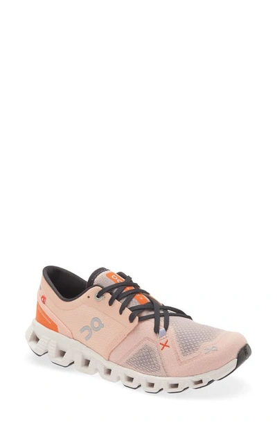 On Cloud X 3 Training Shoe In Rose/sand