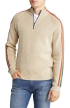 MARINE LAYER STRIPE SLEEVE QUARTER ZIP PULLOVER