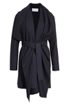 Harris Wharf London Draped Wool Coat In Navy Blue