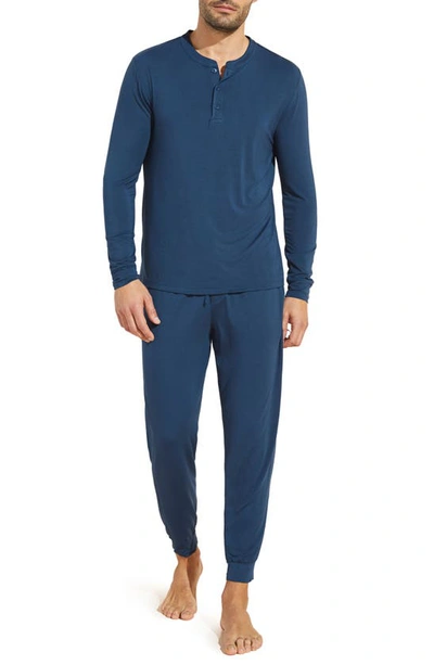 Eberjey Henry Jersey Knit Pajamas In Indigo Blue
