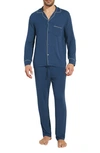 Eberjey William Jersey Knit Pajamas In Indigo Blue/ Ivory