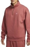 Nike Solo Swoosh Oversize Quarter Zip Sweatshirt In Red