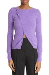 Jacquemus Pau Alpaca-blend Asymmetric Button Sweater In Purple
