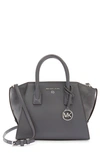 Michael Michael Kors Avril Small Leather Satchel In Heather Gray/silver