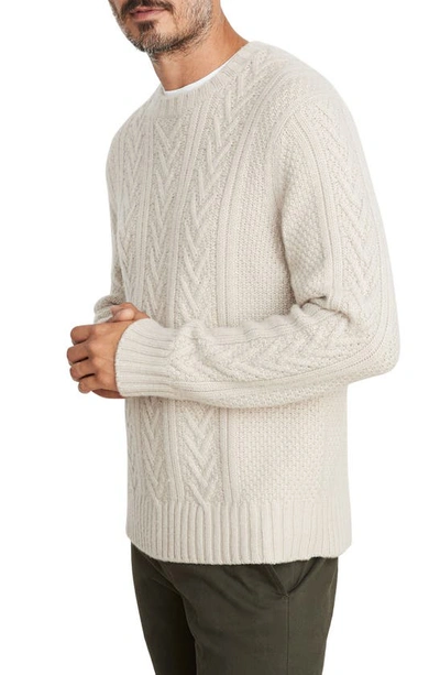 Vince Men's Basket Stitch Crewneck Wool-cashmere Jumper In White