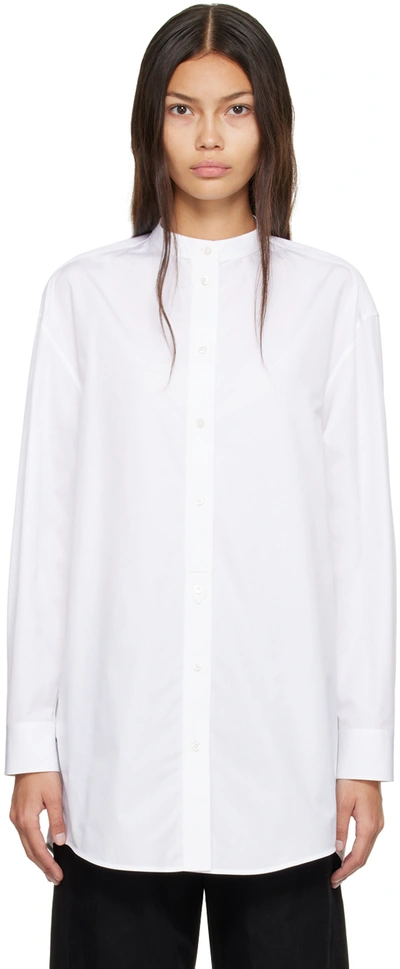 Jil Sander Logo-embroidered Cotton Shirt In White