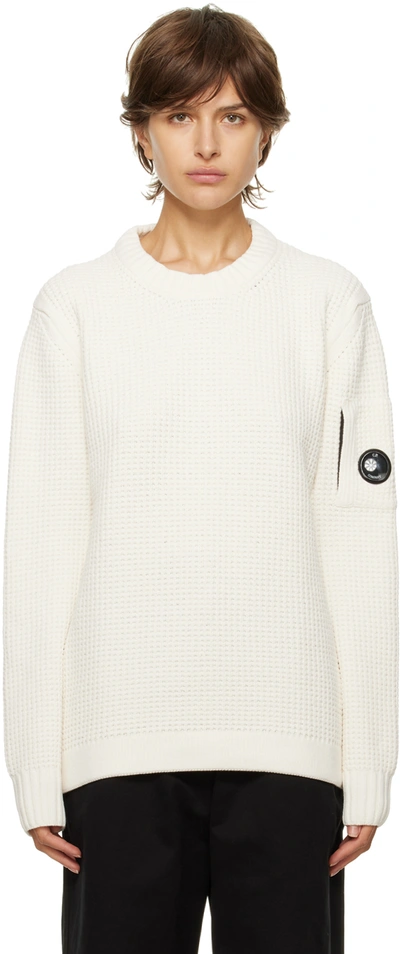 C.p. Company White Logo-patch Long-sleeve Sweatshirt