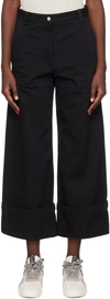 Moncler Genius 2 Moncler 1952 Black Cropped Wide-leg Cotton Trousers In 999 Black