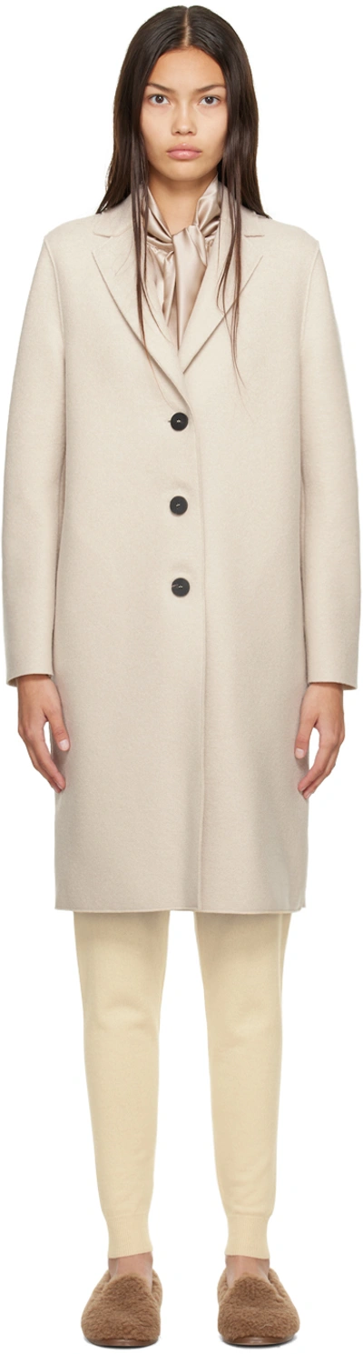Harris Wharf London Beige Buttoned Coat In White