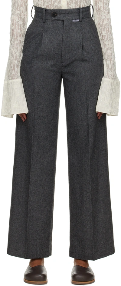 Oct31 Gray Wide-leg Trousers In Charcoal