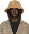 YVES SALOMON BEIGE REVERSIBLE BOB BUCKET HAT