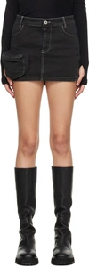 Halfboy Black Pocket Denim Miniskirt In Black (01)