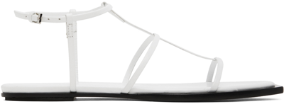The Row White T Bar Flat Sandals In Opw Optic White