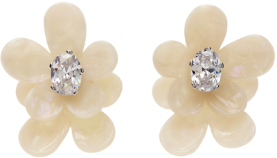 Shushu-tong White Yvmin Edition Flower Earrings In 18k Gold Silver Coat