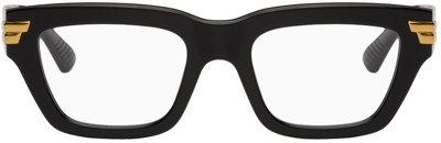 Bottega Veneta Mitre Black Cat-eye Optical Glasses In 001 Black Black Transparent