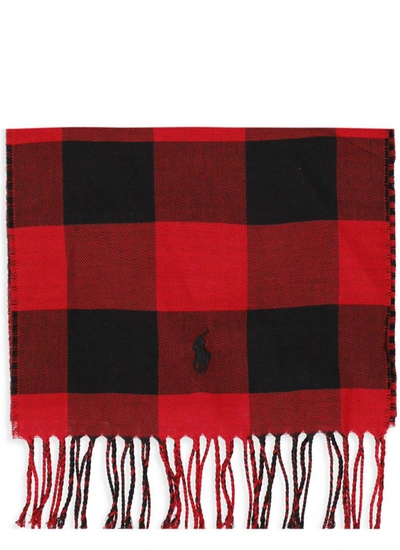 Ralph Lauren Reversible Checked Cotton Scarf In Madison Red