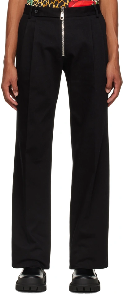 Dolce & Gabbana Black Pleated Trousers In N0000 Nero