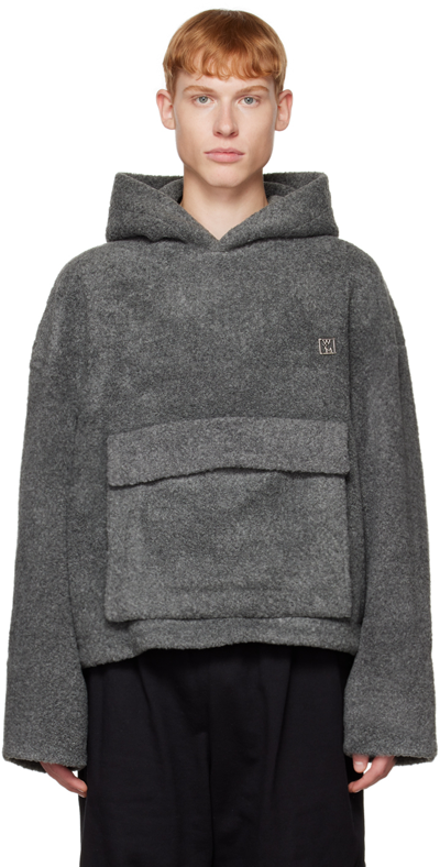 Wooyoungmi Gray Drawstring Hoodie In Grey 753g