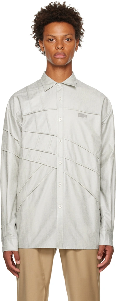 Feng Chen Wang Logo-plaque Cotton-blend Shirt In Grey