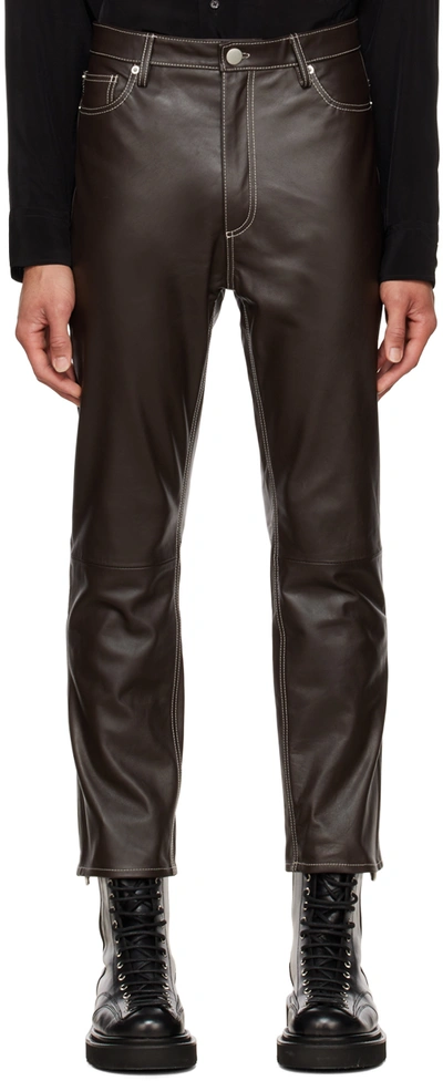 Cmmn Swdn Brown Ruben Leather Pants