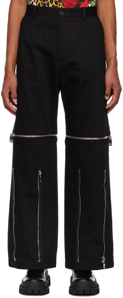 Dolce & Gabbana Black Zip Cargo Pants In N0000 Nero