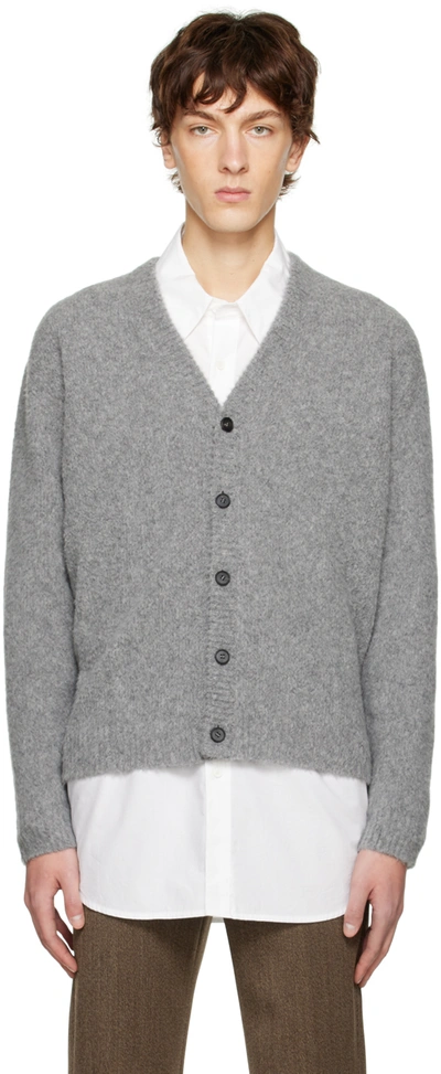 Solid Homme Gray Brushed Cardigan In 641g Grey