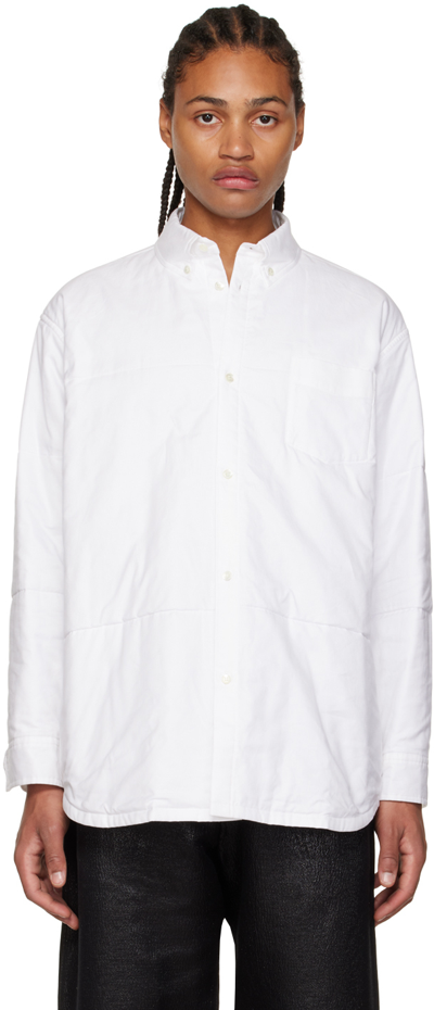 Undercover Concealed-placket Padded Cotton Shirt In White