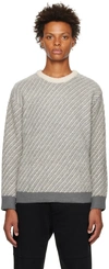 SOLID HOMME GRAY STRIPE SWEATER