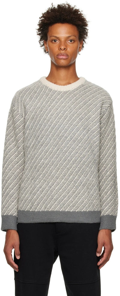 Solid Homme Gray Stripe Sweater In 617g Grey
