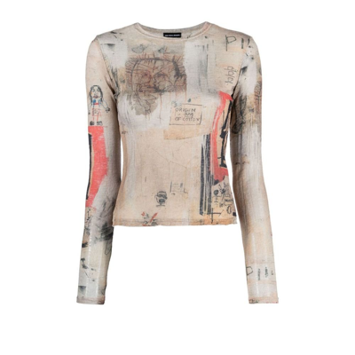 Misbhv Neutral Basquiat Edition Big Shoes Graphic Print Top In Neutrals
