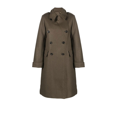 Fortela Balbo Double-breasted Wool-blend Felt Coat In Green