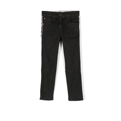 Stella Mccartney Kids Black Logo Tape Straight-leg Jeans