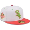 New Era Men's  White, Coral Chicago White Sox 2003 Mlb All-star Game Strawberry Lolli 59fifty Fitted In White