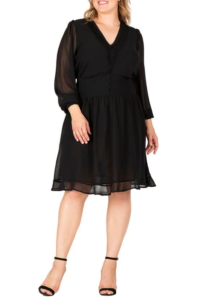 S And P Cutout Back Long Sleeve Dress In Black