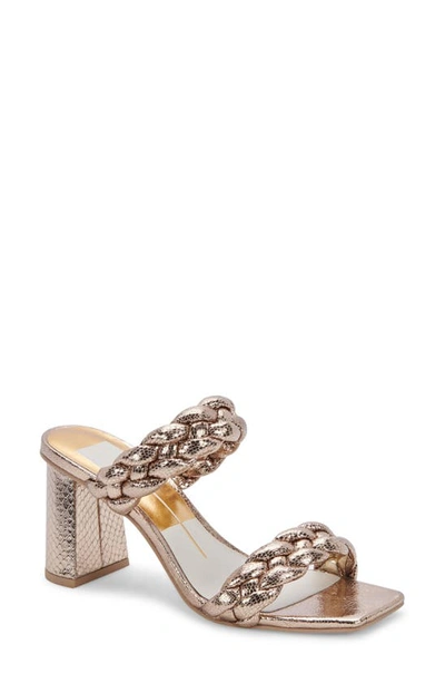 Dolce Vita Paily Braided Sandal In Dark Gold Crackled Stella
