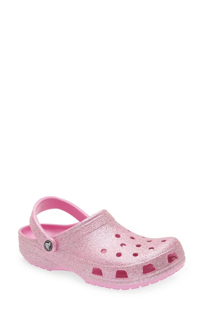 Crocs Classic Glitter Clog In Pink Tweed