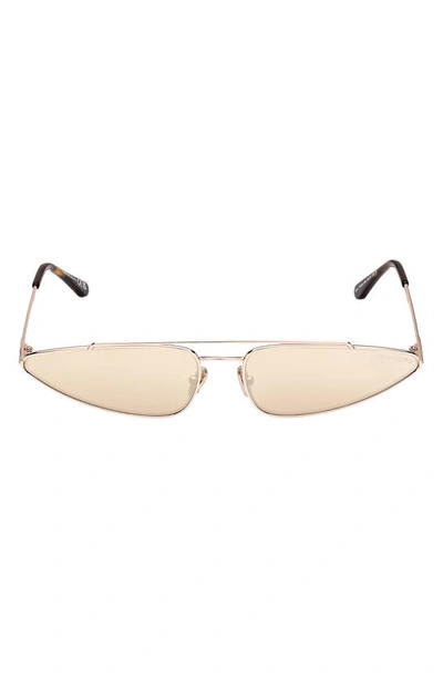 Tom Ford Narrow Metal Cat-eye Sunglasses In Shiny Rose Gold