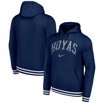 Nike Navy Georgetown Hoyas Sketch Retro Pullover Hoodie In Blue